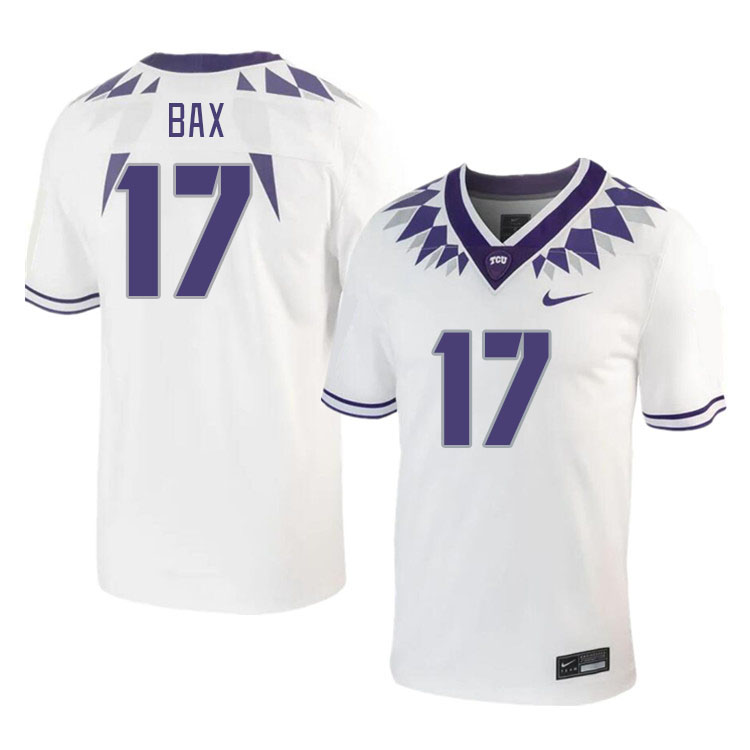 Men #17 Jonathan Bax TCU Horned Frogs 2023 College Footbal Jerseys Stitched-White - Click Image to Close